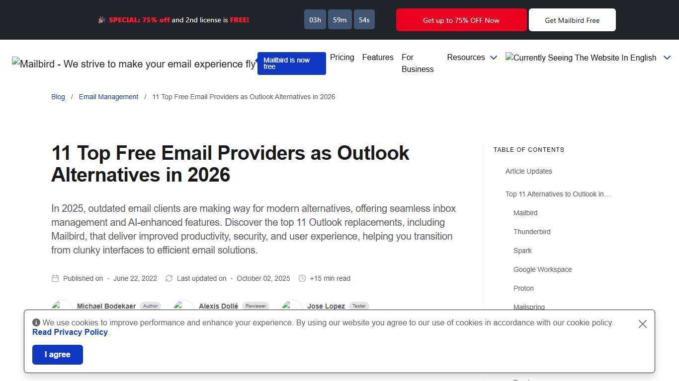 Free Email Providers Guide 2026 | Mailbird
